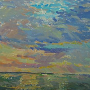 Painting titled ""Morning by the sea…" by Tatiana Didenko, Original Artwork, Oil