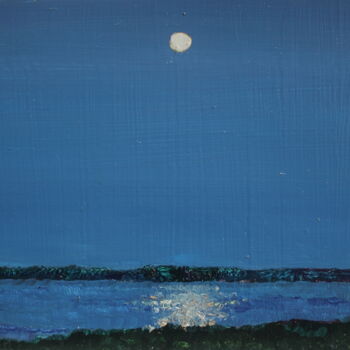Картина под названием "Луна над Окой" - Татьяна Фëдорова, Подлинное произведение искусства, Масло