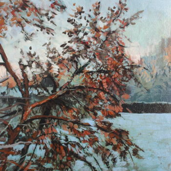 Картина под названием "Зимняя яблоня" - Татьяна Фëдорова, Подлинное произведение искусства, Масло