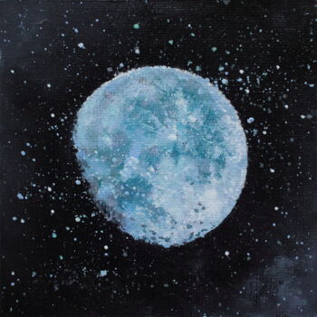 Painting titled "Мятная Луна" by Tatiana Fedorova, Original Artwork, Oil