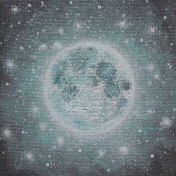 Картина под названием "Зимняя Луна" - Татьяна Фëдорова, Подлинное произведение искусства, Масло