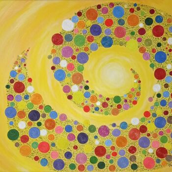 Painting titled "HAPPY SUMMER CURL (…" by Tatiana Fox'Tena, Original Artwork, Acrylic Mounted on Wood Stretcher frame