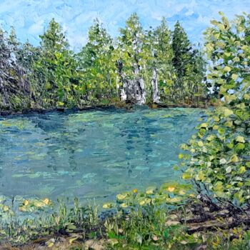 Картина под названием "Pond" - Tatiana Fox'Tena, Подлинное произведение искусства, Масло Установлен на Деревянная рама для н…