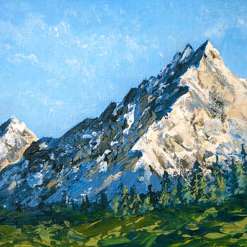 Painting titled "Mountains Study #2" by Tatiana Gomzina, Original Artwork, Acrylic Mounted on Cardboard