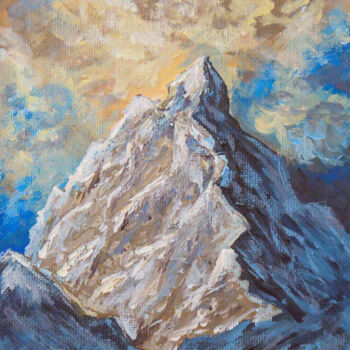 Pittura intitolato "Mountains Study #3" da Tatiana Gomzina, Opera d'arte originale, Acrilico Montato su Cartone