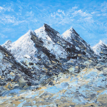 Pittura intitolato "Mountains Study #4" da Tatiana Gomzina, Opera d'arte originale, Acrilico Montato su Cartone