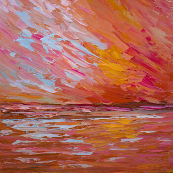 Painting titled "Sunrise" by Tatiana Gomzina, Original Artwork, Oil Mounted on Cardboard