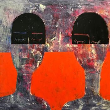 제목이 "Two faces"인 미술작품 Tatiana Harizanova로, 원작, 기름 나무 들것 프레임에 장착됨