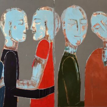 Peinture intitulée "Meetings" par Tatiana Harizanova, Œuvre d'art originale, Huile Monté sur Châssis en bois