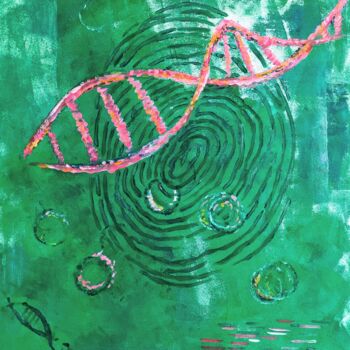 "ADN" başlıklı Tablo Tatiana Ianciu tarafından, Orijinal sanat, Akrilik Ahşap Sedye çerçevesi üzerine monte edilmiş