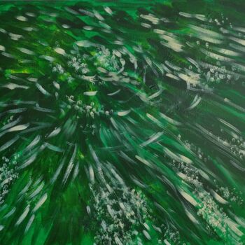 Картина под названием "Migration / Eau ver…" - Tatiana Ianciu, Подлинное произведение искусства, Акрил Установлен на Деревян…