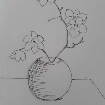 Рисунок под названием "цветок в вазе" - Tatiana Iovleva, Подлинное произведение искусства, Гелевая ручка