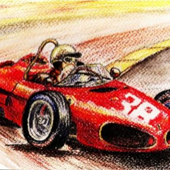 Peinture intitulée "Antique racing car" par Tatiana Kladko Freire, Œuvre d'art originale
