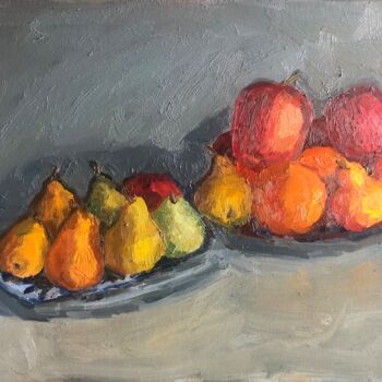 Картина под названием "Fruits isolation No…" - Tatiana Kolupaeva, Подлинное произведение искусства, Масло Установлен на Дере…