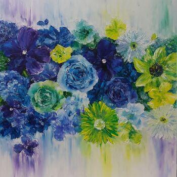 Pintura titulada "Flowers painting oi…" por Tatiana Krilova, Obra de arte original, Oleo