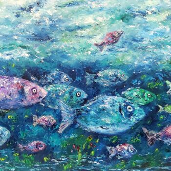 Painting titled "Fish underwater.Ori…" by Tatiana Krilova, Original Artwork, Oil