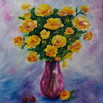 Schilderij getiteld "Sunny flowers. Oil…" door Tatiana Krilova, Origineel Kunstwerk, Olie