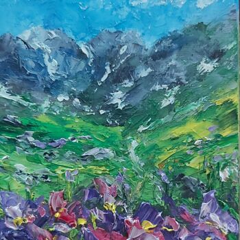 Painting titled "Flowers painting oi…" by Tatiana Krilova, Original Artwork, Oil