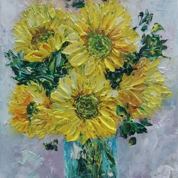 Painting titled "Flowers painting Sm…" by Tatiana Krilova, Original Artwork, Oil
