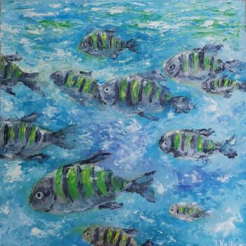 Pintura intitulada "Fish underwater.Col…" por Tatiana Krilova, Obras de arte originais, Óleo