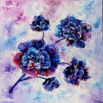 Painting titled "Flowers painting oi…" by Tatiana Krilova, Original Artwork, Oil