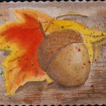 Рисунок под названием "Autumn 7" - Tatiana Krupnikova, Подлинное произведение искусства, Акварель