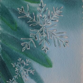 Dessin intitulée "Winter postcard 8" par Tatiana Krupnikova, Œuvre d'art originale, Aquarelle