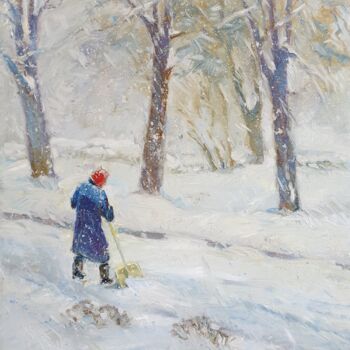 Peinture intitulée "Snowfoll - original…" par Tatiana Lapina, Œuvre d'art originale, Huile Monté sur Châssis en bois