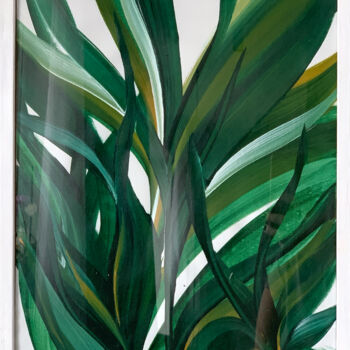 Pittura intitolato "Green shades, tropi…" da Tatiana Malinovscaia, Opera d'arte originale, Acrilico