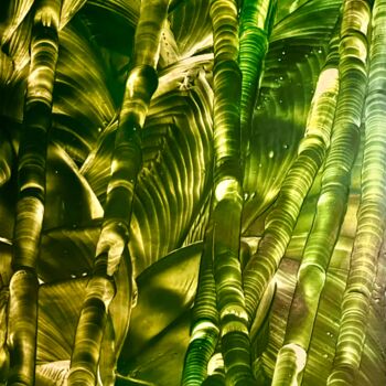 Pittura intitolato "“El verde de bambú “" da Tatiana Martinenko (TAMADI), Opera d'arte originale, Encausti Montato su Cartone