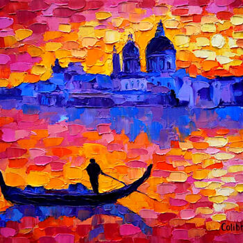 Malarstwo zatytułowany „Venice Oil Painting…” autorstwa Tatiana Matveeva, Oryginalna praca, Olej Zamontowany na Drewniana ra…