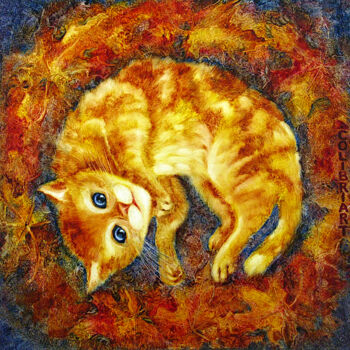Pittura intitolato "Cat Portrait Painti…" da Tatiana Matveeva, Opera d'arte originale, Olio Montato su Telaio per barella in…
