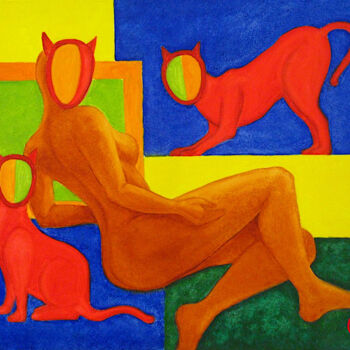 Painting titled "Nude Painting Eroti…" by Tatiana Matveeva, Original Artwork, Oil