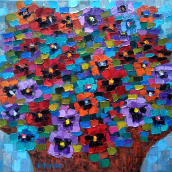 Malerei mit dem Titel "Floral Painting Abs…" von Tatiana Matveeva, Original-Kunstwerk, Öl Auf Keilrahmen aus Holz montiert