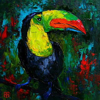 Картина под названием "Toucan Painting Bir…" - Tatiana Matveeva, Подлинное произведение искусства, Масло