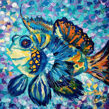 Peinture intitulée "Fish Painting Impas…" par Tatiana Matveeva, Œuvre d'art originale, Huile Monté sur Châssis en bois