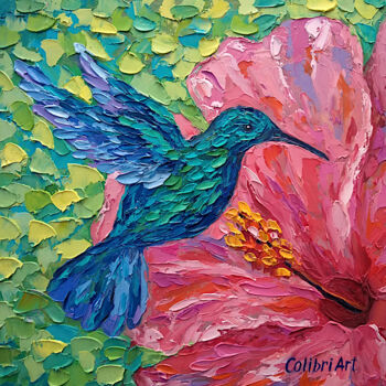 Картина под названием "Hummingbird Paintin…" - Tatiana Matveeva, Подлинное произведение искусства, Масло