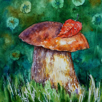 Ζωγραφική με τίτλο "Mushroom Painting F…" από Tatiana Matveeva, Αυθεντικά έργα τέχνης, Ακουαρέλα