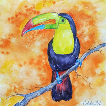 "Toucan Painting Bir…" başlıklı Tablo Tatiana Matveeva tarafından, Orijinal sanat, Suluboya