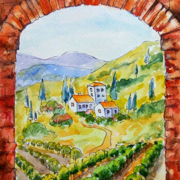 "Tuscany Painting Vi…" başlıklı Tablo Tatiana Matveeva tarafından, Orijinal sanat, Suluboya