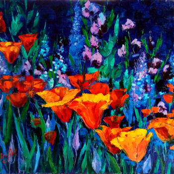 Malarstwo zatytułowany „Meadow Painting Pop…” autorstwa Tatiana Matveeva, Oryginalna praca, Olej