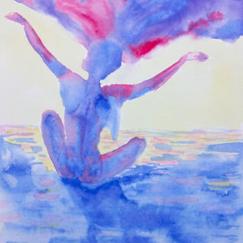 Картина под названием "Meditation" - Tatiana Myreeva, Подлинное произведение искусства, Акварель