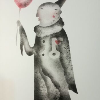 Картина под названием "Pierrot" - Татьяна Орел, Подлинное произведение искусства, Рисунок распылителем краски