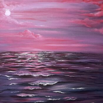Pittura intitolato "Розовый закат солнца" da Tatiana Ped, Opera d'arte originale, Acrilico