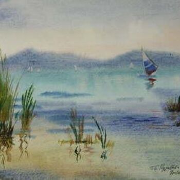 Peinture intitulée "Lake" par Tatiana Pouzanova-Galatch, Œuvre d'art originale