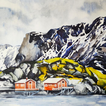 Картина под названием "Norwegian Mountain…" - Tatiana Repesciuc, Подлинное произведение искусства, Акварель