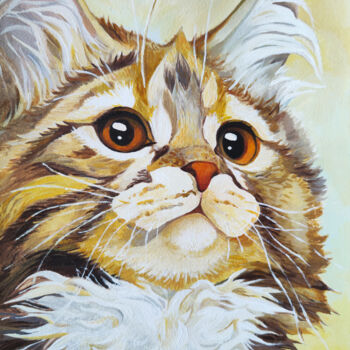 Картина под названием "Sweetest cat" - Tatiana Repesciuc, Подлинное произведение искусства, Акрил