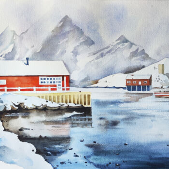 Schilderij getiteld "Scandinavia" door Tatiana Repesciuc, Origineel Kunstwerk, Aquarel