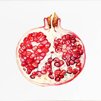 Peinture intitulée "Pomegranate" par Tatiana Repesciuc, Œuvre d'art originale, Aquarelle