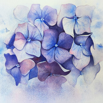 Peinture intitulée "Hydrangea" par Tatiana Repesciuc, Œuvre d'art originale, Aquarelle